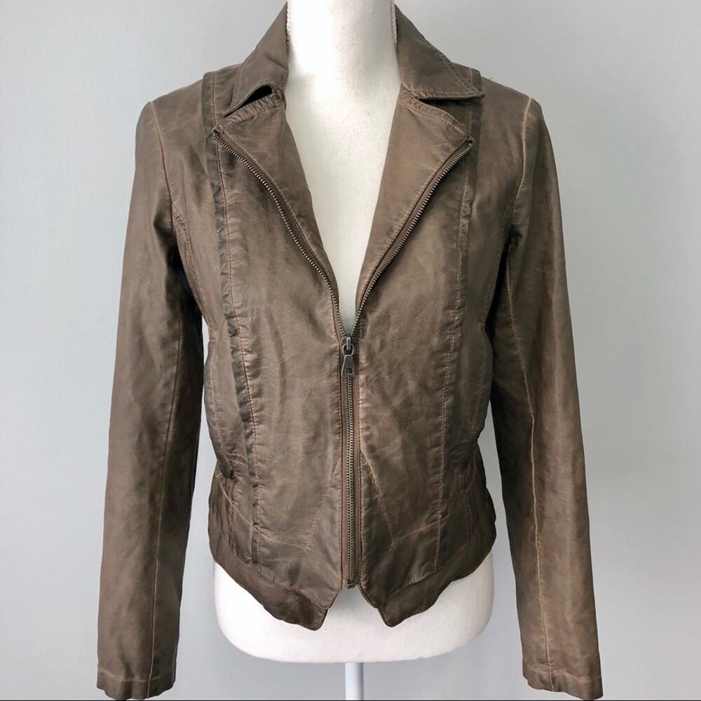 Bernardo Collection brown leather zipper jacket polyurethane size small